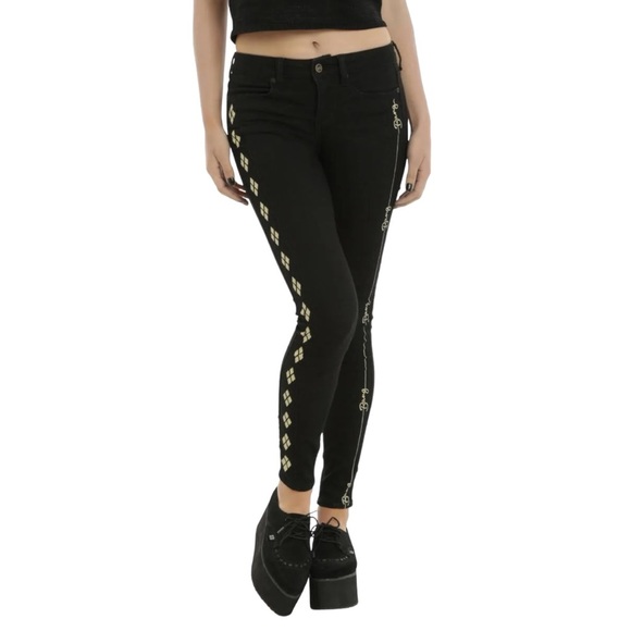 DC Comics Suicide Squad Harley Quinn Black Skinny Jeans Hot Topic Size 1 - Picture 1 of 14